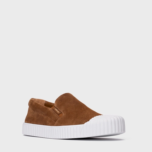 Tênis Slip On Kicks Couro Suede Marrom Saddle