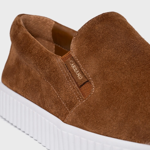 Tênis Slip On Kicks Couro Suede Marrom Saddle