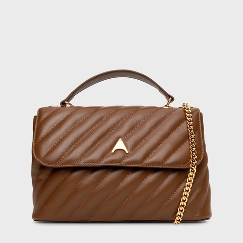 Bolsa Tiracolo Liza Média Couro Marrom Saddle
