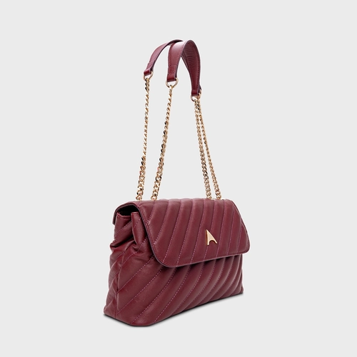 Bolsa Tiracolo Liza Média Couro Vinho Mahogany