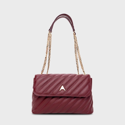 Bolsa Tiracolo Liza Média Couro Vinho Mahogany