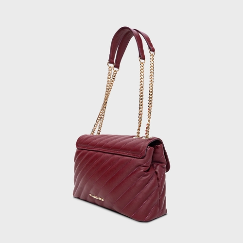 Bolsa Tiracolo Liza Média Couro Vinho Mahogany