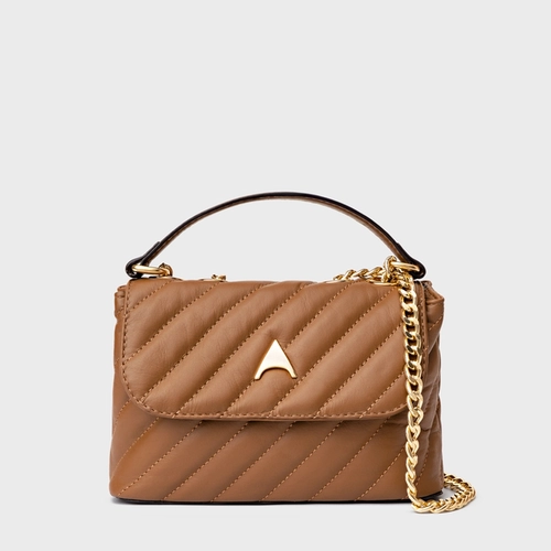 Bolsa Tiracolo Liza Pequena Couro Marrom Saddle