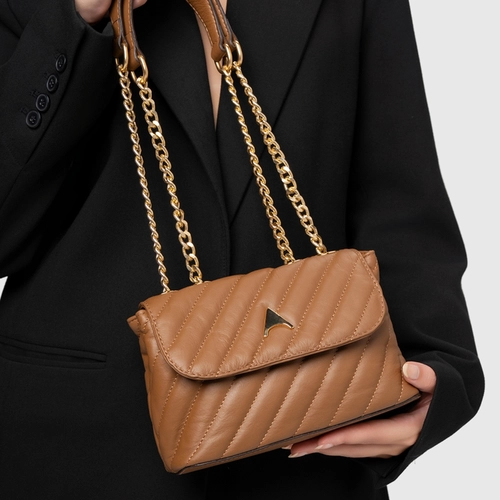 Bolsa Tiracolo Liza Pequena Couro Marrom Saddle