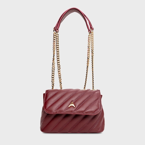 Bolsa Tiracolo Liza Pequena Couro Vinho Mahogany