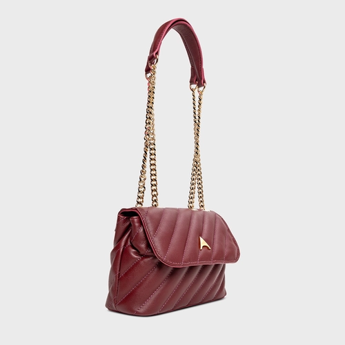 Bolsa Tiracolo Liza Pequena Couro Vinho Mahogany