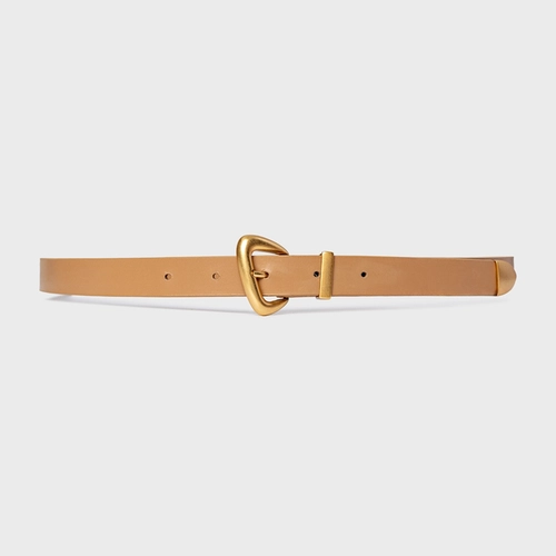 Cinto Western Buckle Fino Couro Bege Cookie