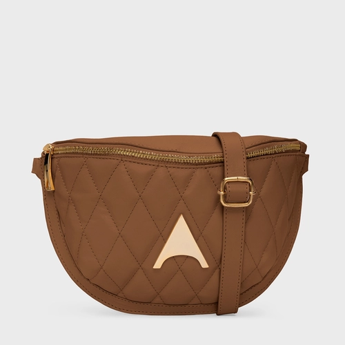 Bolsa Pochete Tiracolo Rhaica Média Couro Marrom Saddle