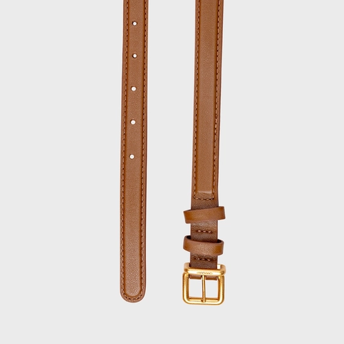 Cinto Regular Fino Couro Marrom Saddle