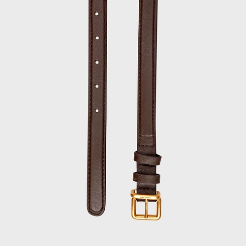 Cinto Regular Fino Couro Marrom Dark Brown