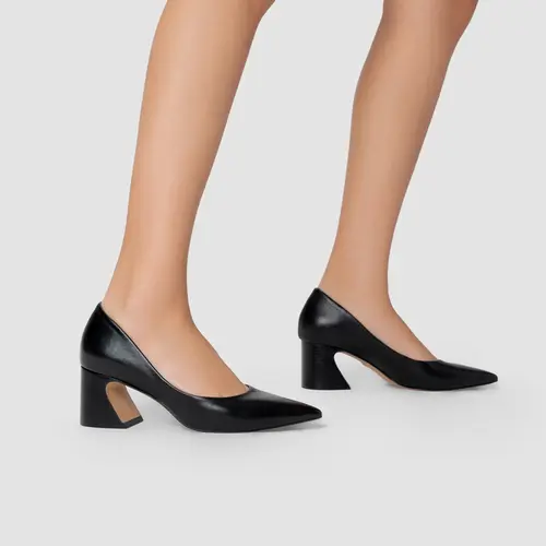 Scarpin Blanca Salto Wave Couro Preto