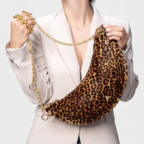 Bolsa Lucky Média Pelo Animal Print Honey