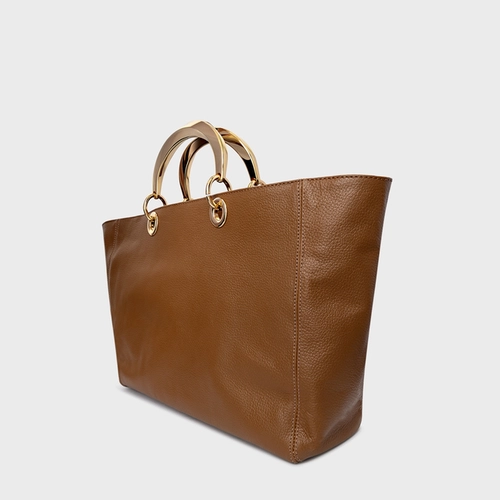 Bolsa Tote Dóris Grande Couro Marrom Saddle