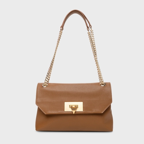 Bolsa Shoulder Helene Média Couro Marrom Saddle
