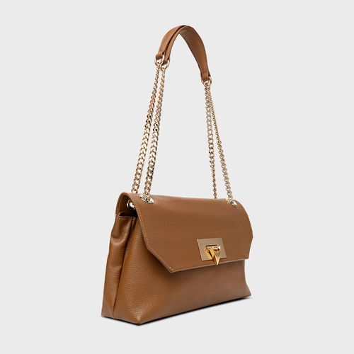 Bolsa Shoulder Helene Média Couro Marrom Saddle