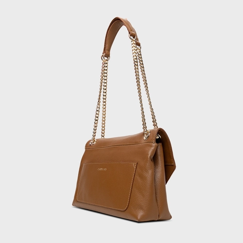 Bolsa Shoulder Helene Média Couro Marrom Saddle