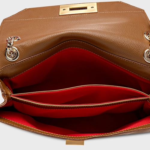 Bolsa Shoulder Helene Média Couro Marrom Saddle