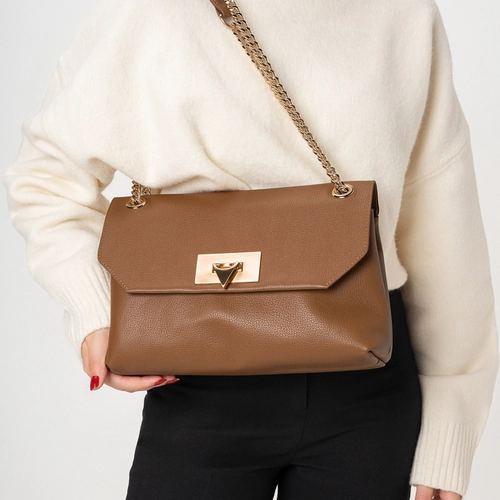 Bolsa Shoulder Helene Média Couro Marrom Saddle