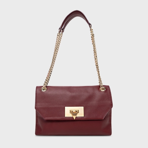 Bolsa Shoulder Helene Média Couro Vinho Mahogany