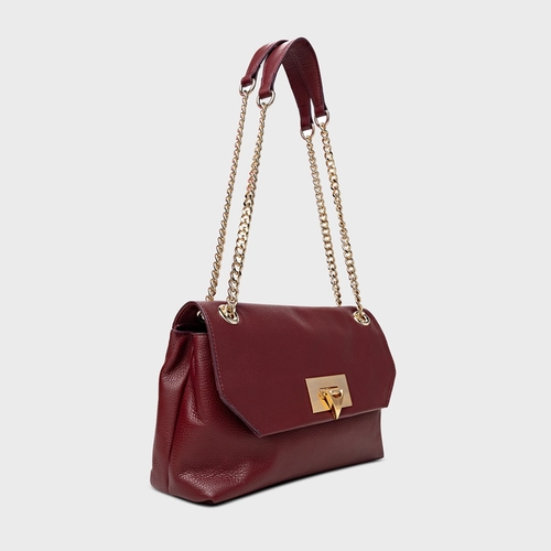 Bolsa Shoulder Helene Média Couro Vinho Mahogany