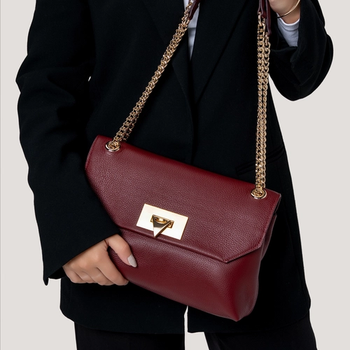 Bolsa Shoulder Helene Média Couro Vinho Mahogany