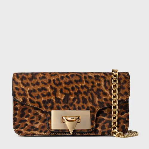 Bolsa Tiracolo Fiorella Pequena Pelo Animal Print Honey