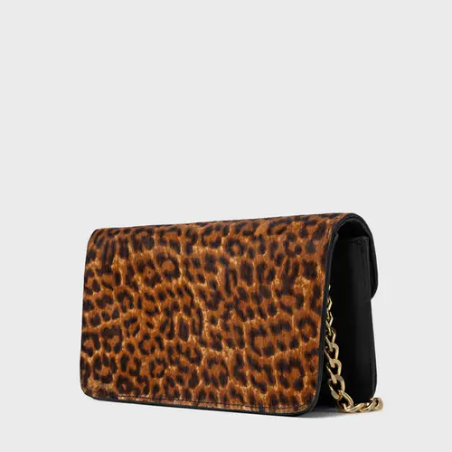 Bolsa Tiracolo Fiorella Pequena Pelo Animal Print Honey