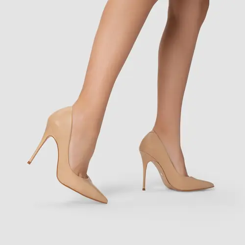 Scarpin Loretta Salto Fino Couro Bege Verano