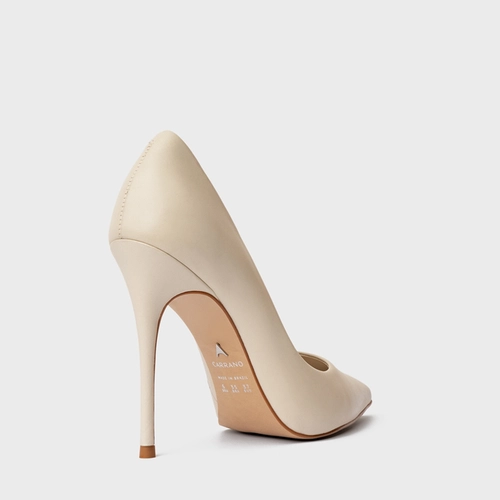 Scarpin Loretta Salto Fino Couro Off White Egg Shell