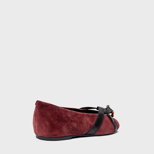 Sapatilha Detalhe Fivela Couro Suede Vinho Mahogany