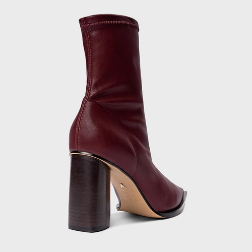 Bota Classic Stretch Salto Bloco Couro Vinho Mahogany