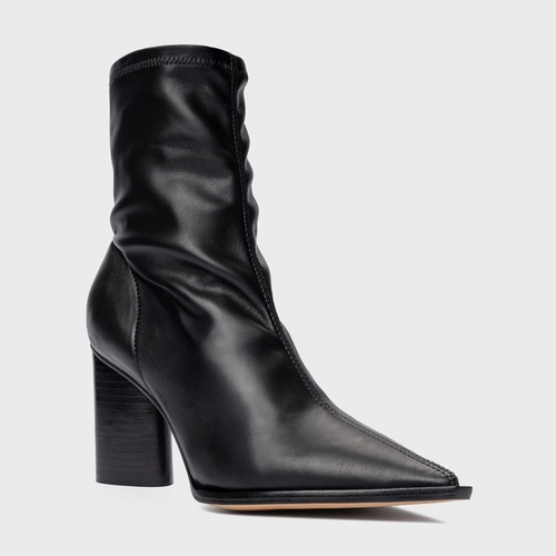 Bota Classic Stretch Salto Bloco Couro Preto