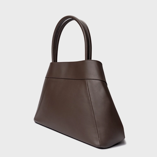 Bolsa Tote Estela Média Couro Marrom Dark Brown