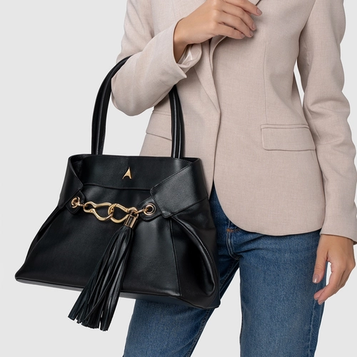 Bolsa Tote Estela Média Couro Preto