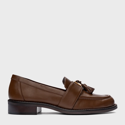 Loafer Barbicacho Couro Marrom Brownie