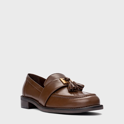 Loafer Barbicacho Couro Marrom Brownie