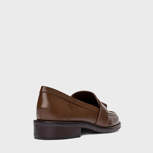 Loafer Barbicacho Couro Marrom Brownie