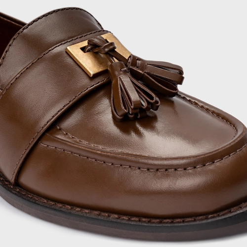 Loafer Barbicacho Couro Marrom Brownie