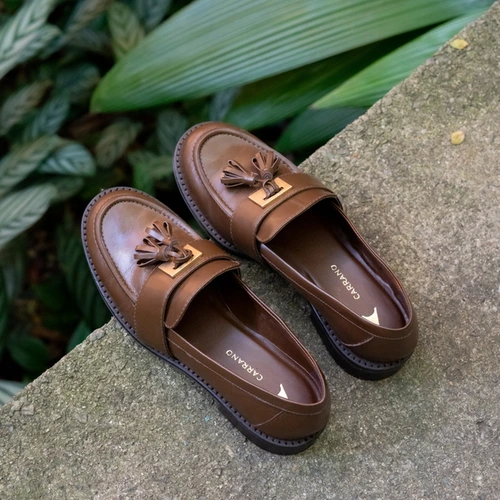 Loafer Barbicacho Couro Marrom Brownie