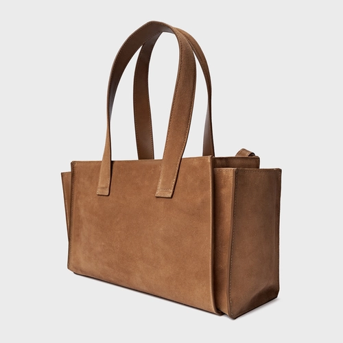 Bolsa Tote Aurora Média Couro Marrom Saddle