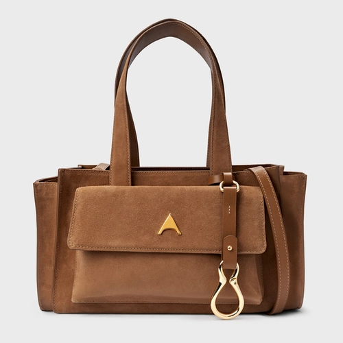 Bolsa Tote Aurora Média Couro Marrom Saddle