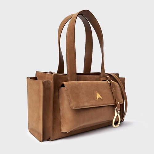 Bolsa Tote Aurora Média Couro Marrom Saddle
