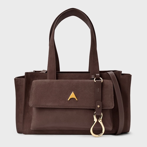 Bolsa Tote Aurora Média Couro Marrom Ganache
