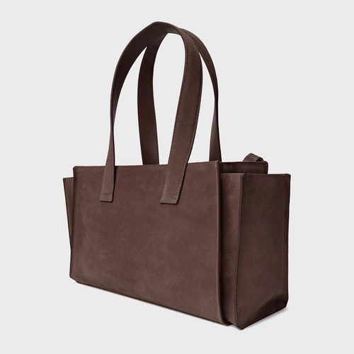 Bolsa Tote Aurora Média Couro Marrom Ganache