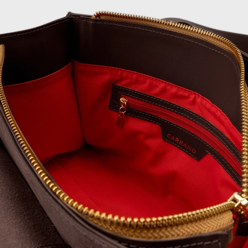 Bolsa Tote Aurora Média Couro Marrom Ganache