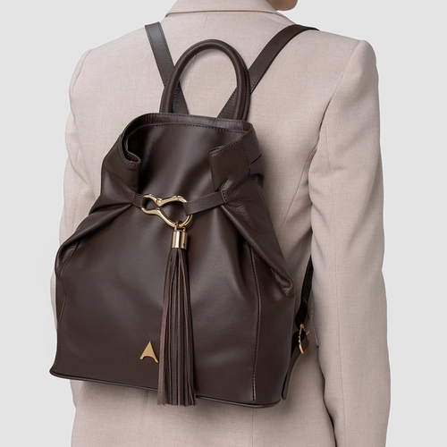 Mochila Francis Couro Marrom Dark Brown