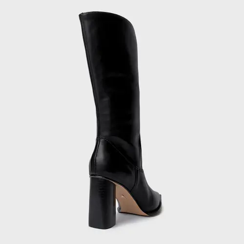 Bota Western Cano Médio Salto Bloco Maxi Couro Preto