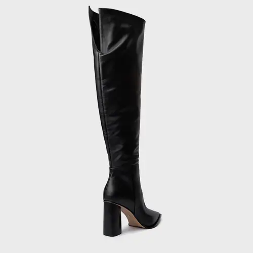Bota Western Cano Alto Salto Bloco Maxi Couro Preto