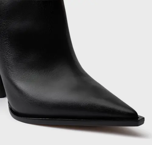 Bota Western Cano Alto Salto Bloco Maxi Couro Preto