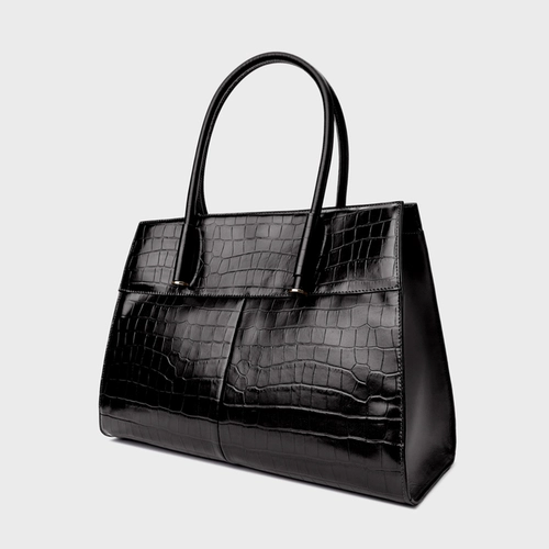 Bolsa Tote Beatrice Grande Couro Croco Preto